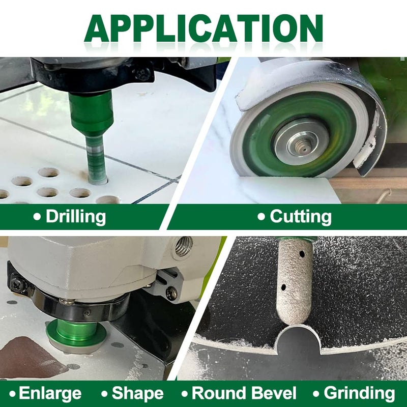 KURSTOL Diamond Core Drill Bits Kit - 11pcs 6/6/6/20/25/35/50mm+2" Beveling Chamfer Bit+3/4" Finger Milling Bit+Triangle Adapter to 5/8-11" Thread+4.5" Cutting disc for Porcelain Ceramic Tile Granite - Image 3
